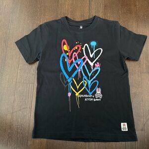Psycho Bunny Black Short Sleeve Tee with Heart Graphic